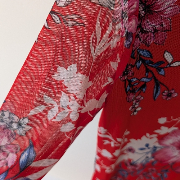 Stella and Julie black and red dress with sheer floral attached cardigan - Picture 10 of 11